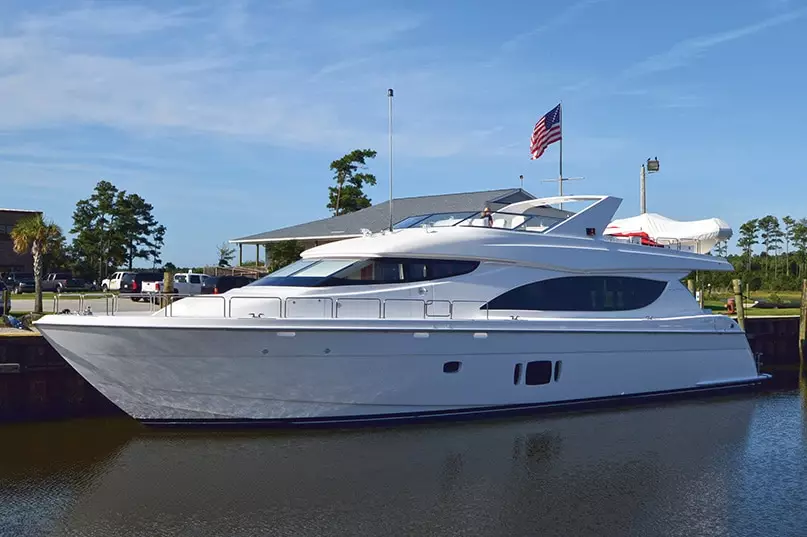 Bob Hoste Helps Celebrate Delivery of a Hatteras 80MY