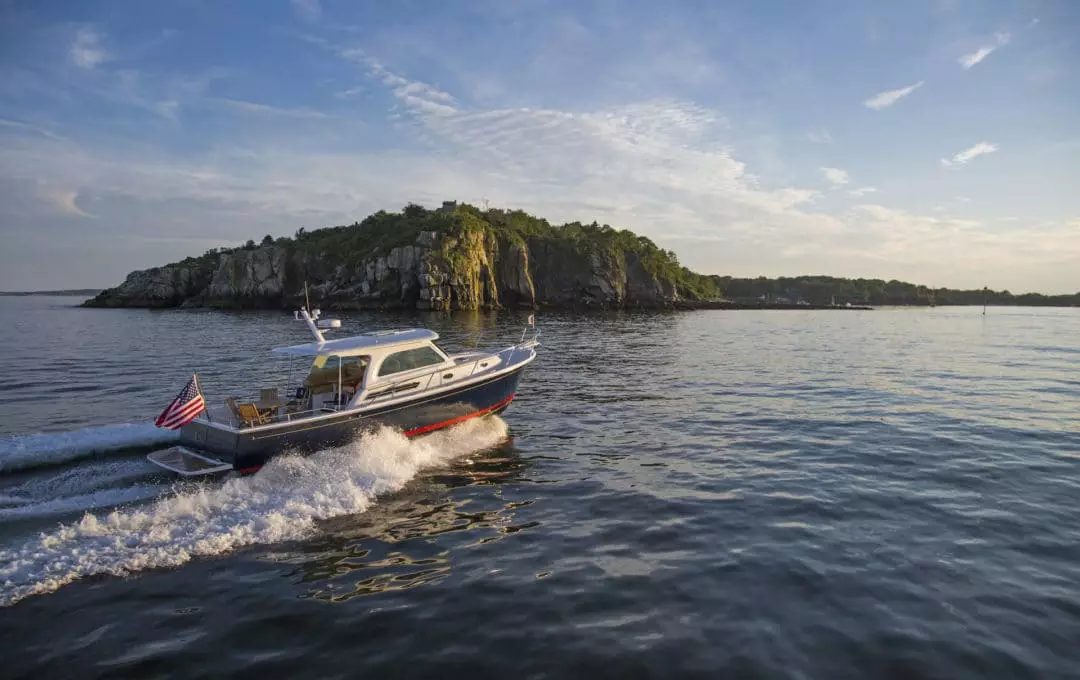 Back Cove Downeast 37 running in Portland, Maine.