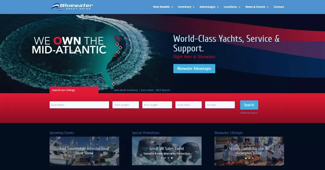 Bluewater Yacht Sales Launches All New Web Presence