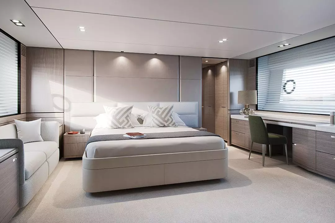 Y78-master stateroom with silver oak finish