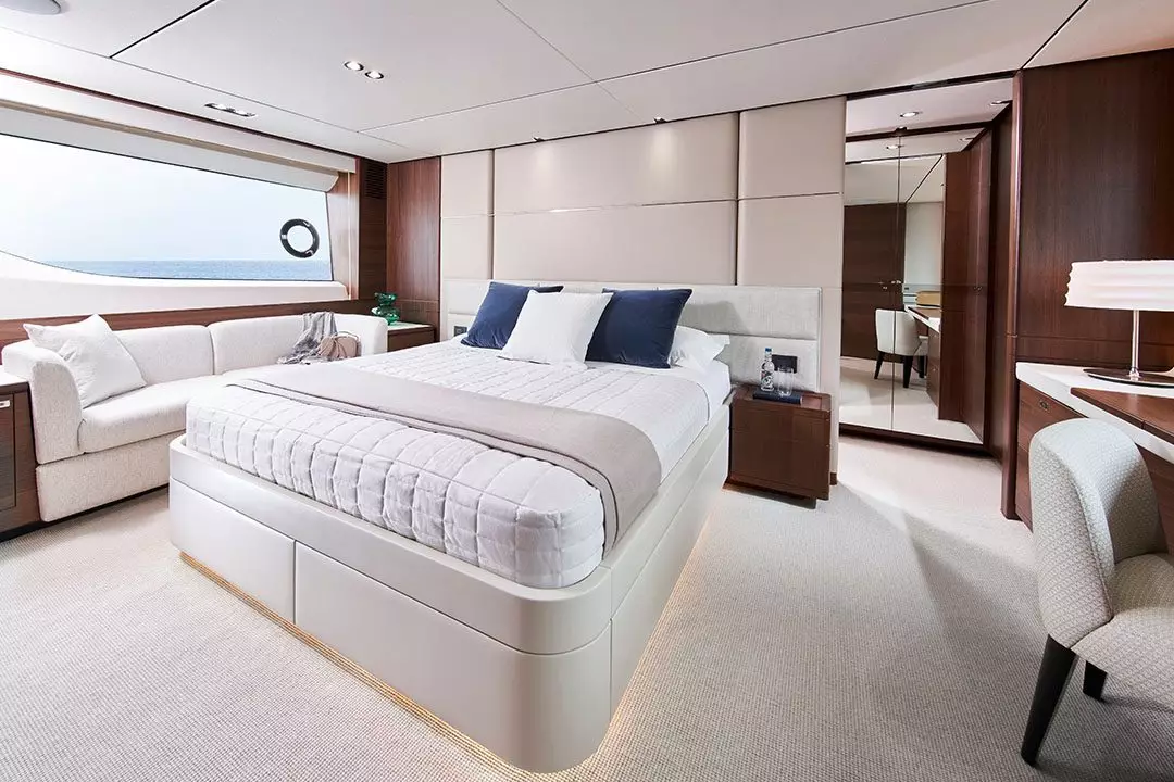 Y78-master stateroom with walnut finish