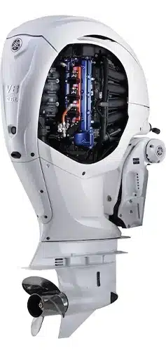 Yamaha V8 hydrogen-powered outboard engine showcasing advanced design and engineering