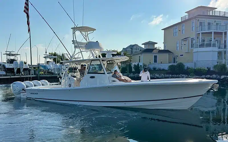 Cross Ferrara’s Regulator 41, named Rebel Soul, docked at the Ocean City Fishing Center in Maryland